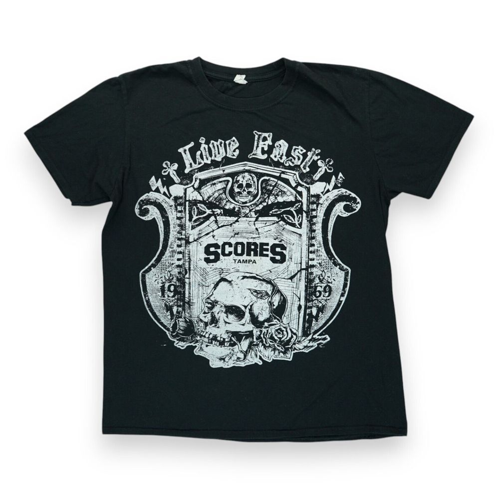 Live Fast Scores Tampa Florida T Shirt Size Large‎ Men's Black Graphic Print
